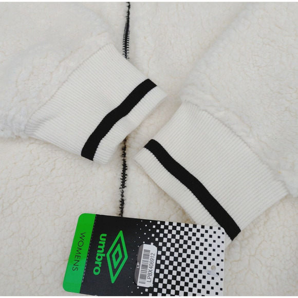 Umbro Sherpa Bomber Jacket Womens Large Cream Teddy Zip-Up Lined Active Outdoor - Picture 6 of 15